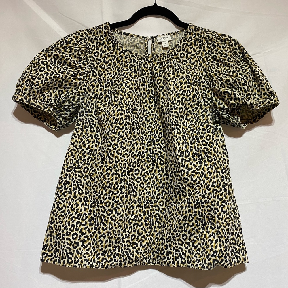 J.Crew Leopard Puff Sleeve Shirt